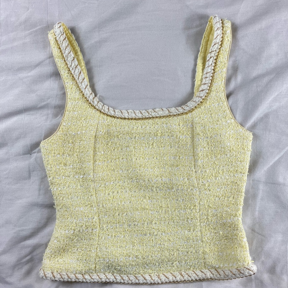 Avec Les Filles Yellow Tweed Chain Trim Set - Picture 9 of 16